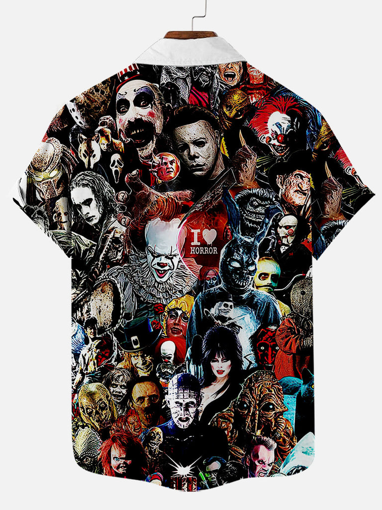 Halloween Horror Movie Men's Short Sleeve ShirtMens short sleeve shirts Big and tall Mens shirts Short sleeve shirts for men Mens 4xl shirts Casual short sleeve shirts