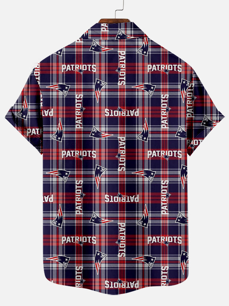 New England Patriots Plaid Men's Short Sleeve Shirt