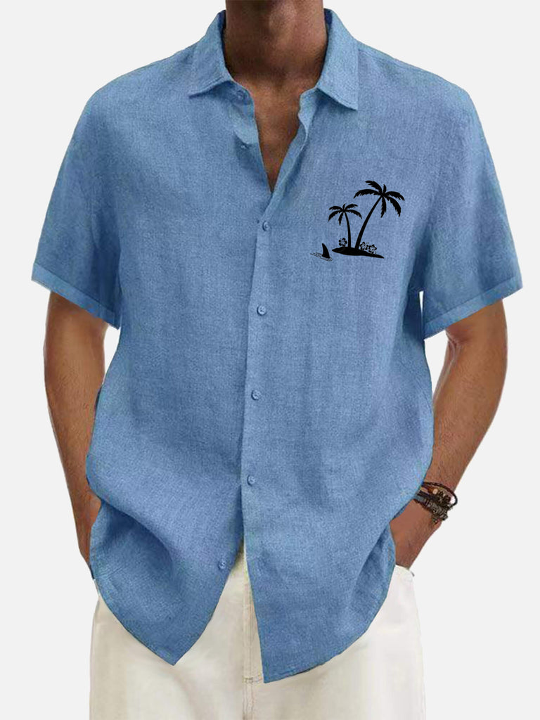 Hawaiian Coconut Tree Cowboy's Men's Short Sleeve Tops Blue / MMens short sleeve shirts Big and tall Mens shirts Short sleeve shirts for men Mens 4xl shirts Casual short sleeve shirts