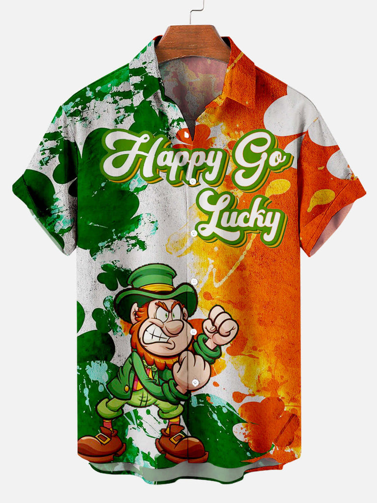 Happy Go Lucky Men's Short Sleeve Shirt Orange / M