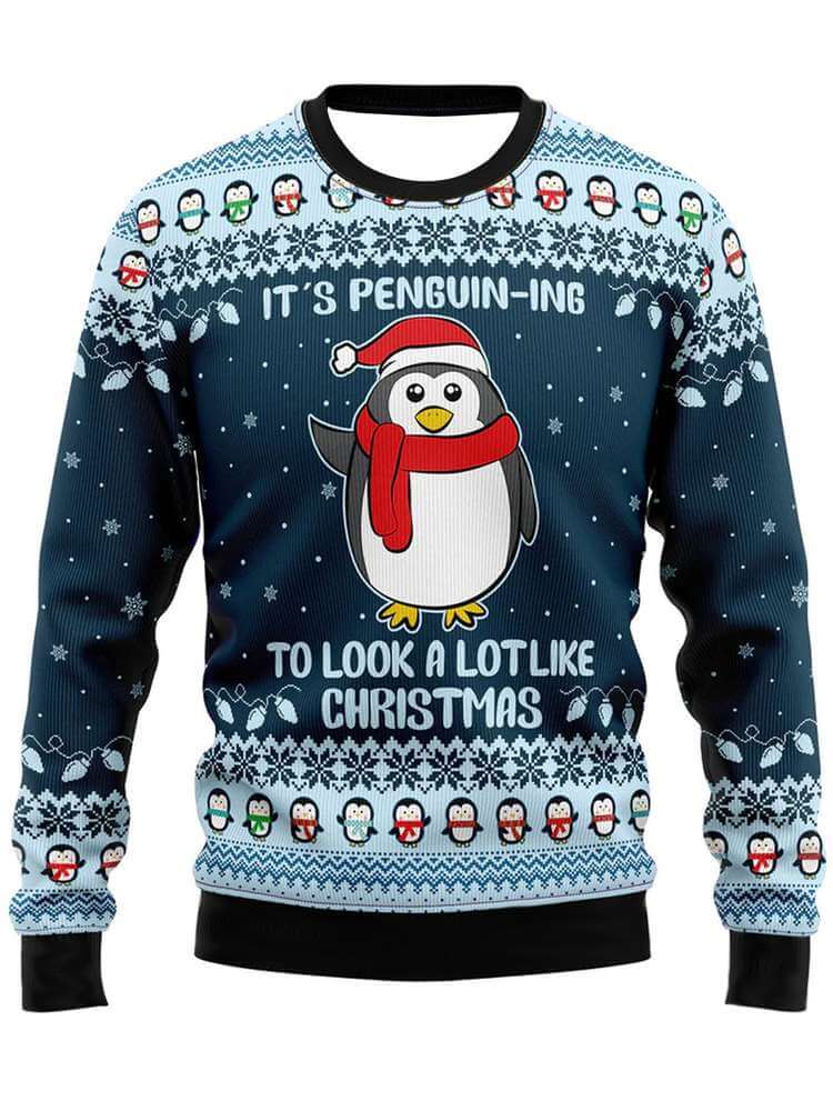 Snow Penguin Men's Long Sleeve Sweatshirt Blue / MMens short sleeve shirts Big and tall Mens shirts Short sleeve shirts for men Mens 4xl shirts Casual short sleeve shirts