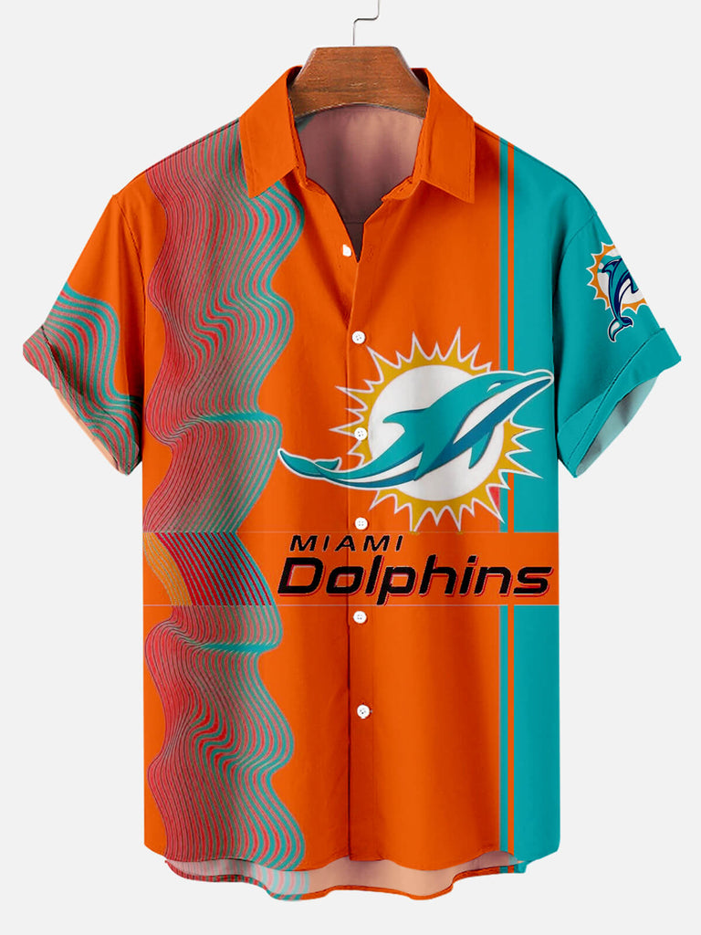 Miami Dolphins Stitching Men's Short Sleeve Shirt Orange / M