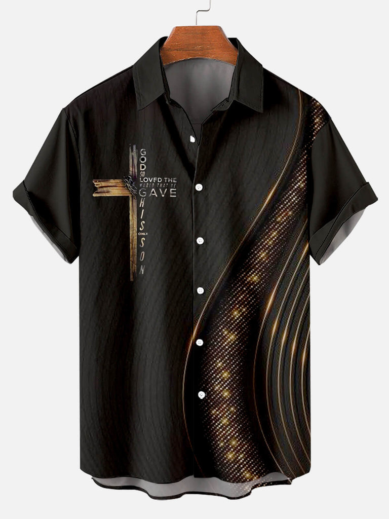 Black Cross Men's Short Sleeve Tops Black / M jesus christ cross