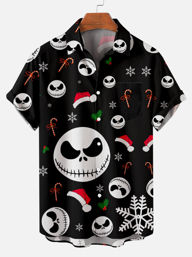 Halloween Smiling Jack Men's Short Sleeve Shirt Black / M