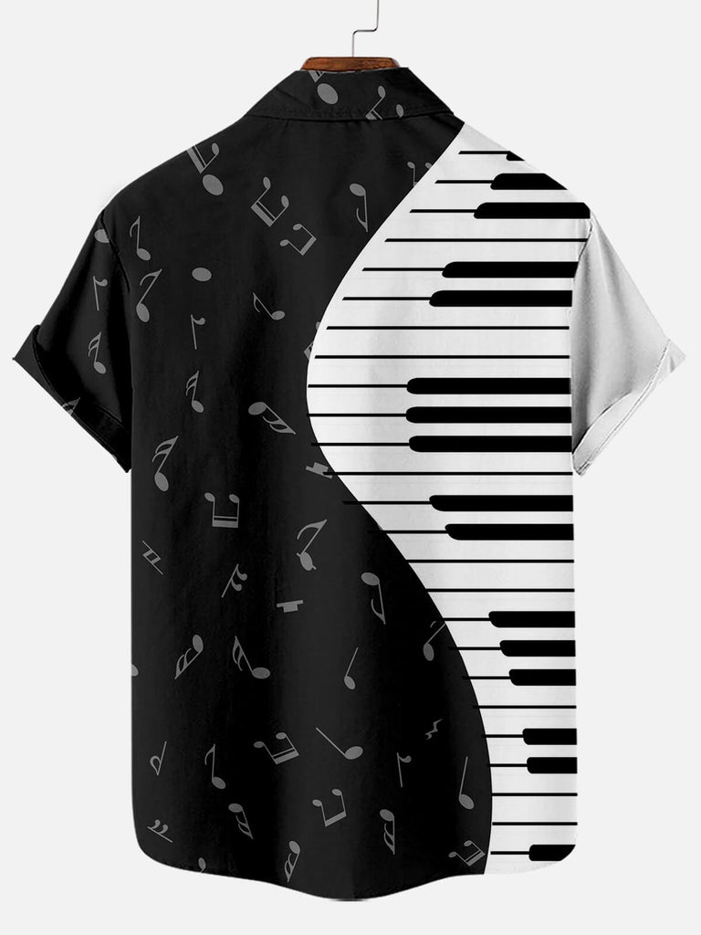 Black & White Piano Men's Short Sleeve TopsMens short sleeve shirts Big and tall Mens shirts Short sleeve shirts for men Mens 4xl shirts Casual short sleeve shirts