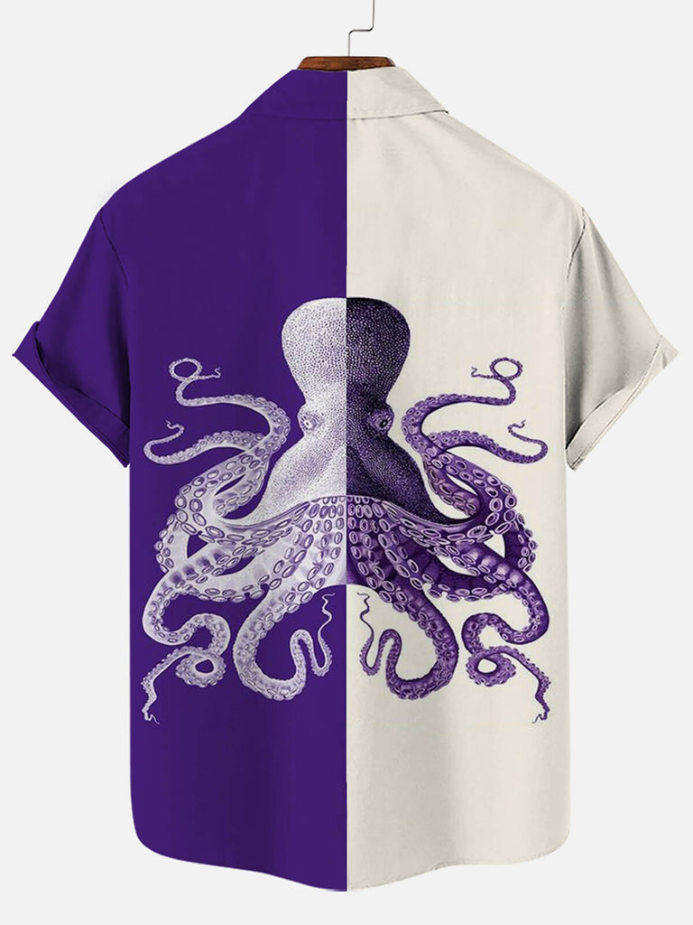 Octopus Print Men's Hawaiian Short Sleeve ShirtMens short sleeve shirts Big and tall Mens shirts Short sleeve shirts for men Mens 4xl shirts Casual short sleeve shirts