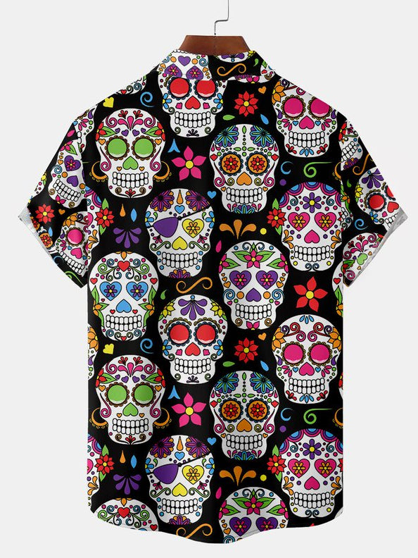 Cool Skull Men's Short Sleeve ShirtMens short sleeve shirts Big and tall Mens shirts Short sleeve shirts for men Mens 4xl shirts Casual short sleeve shirts