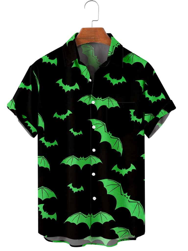 Halloween Bat Men's Short-Sleeved Shirt Green / M