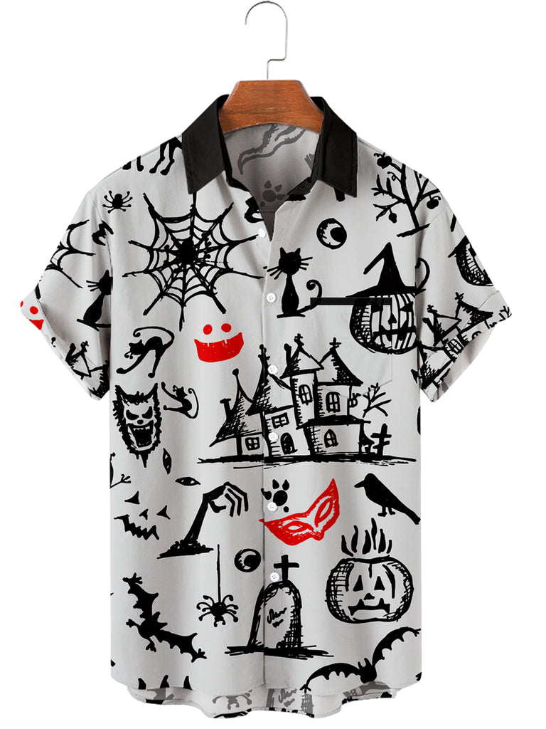 Halloween Casual Men's Short-Sleeve Shirt White / M