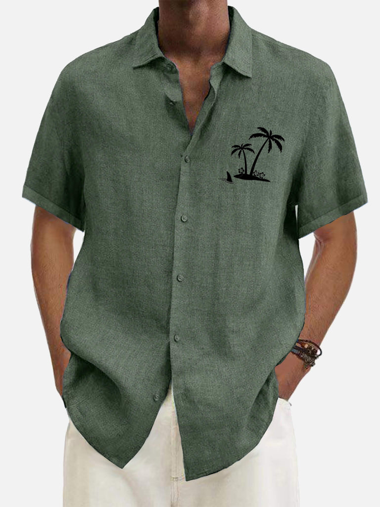 Hawaiian Coconut Tree Cowboy's Men's Short Sleeve Tops Green / MMens short sleeve shirts Big and tall Mens shirts Short sleeve shirts for men Mens 4xl shirts Casual short sleeve shirts