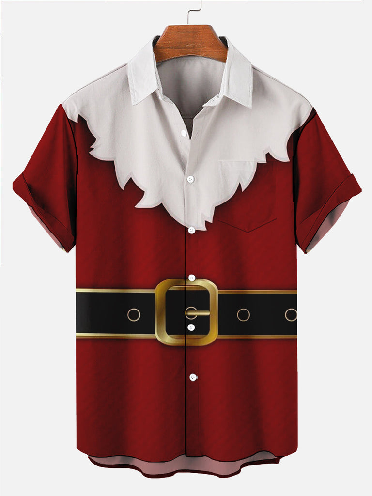 Cosplay Santa Casual Men's Short Sleeve Shirt Red / M