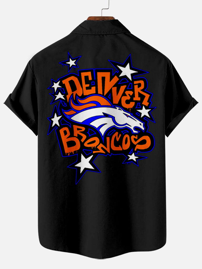 Broncos Denver Graffiti Stripe Men's Short Sleeve Shirt