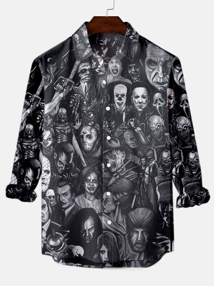 Halloween Movie Men's Long Sleeve Shirt Black / MMens short sleeve shirts Big and tall Mens shirts Short sleeve shirts for men Mens 4xl shirts Casual short sleeve shirts