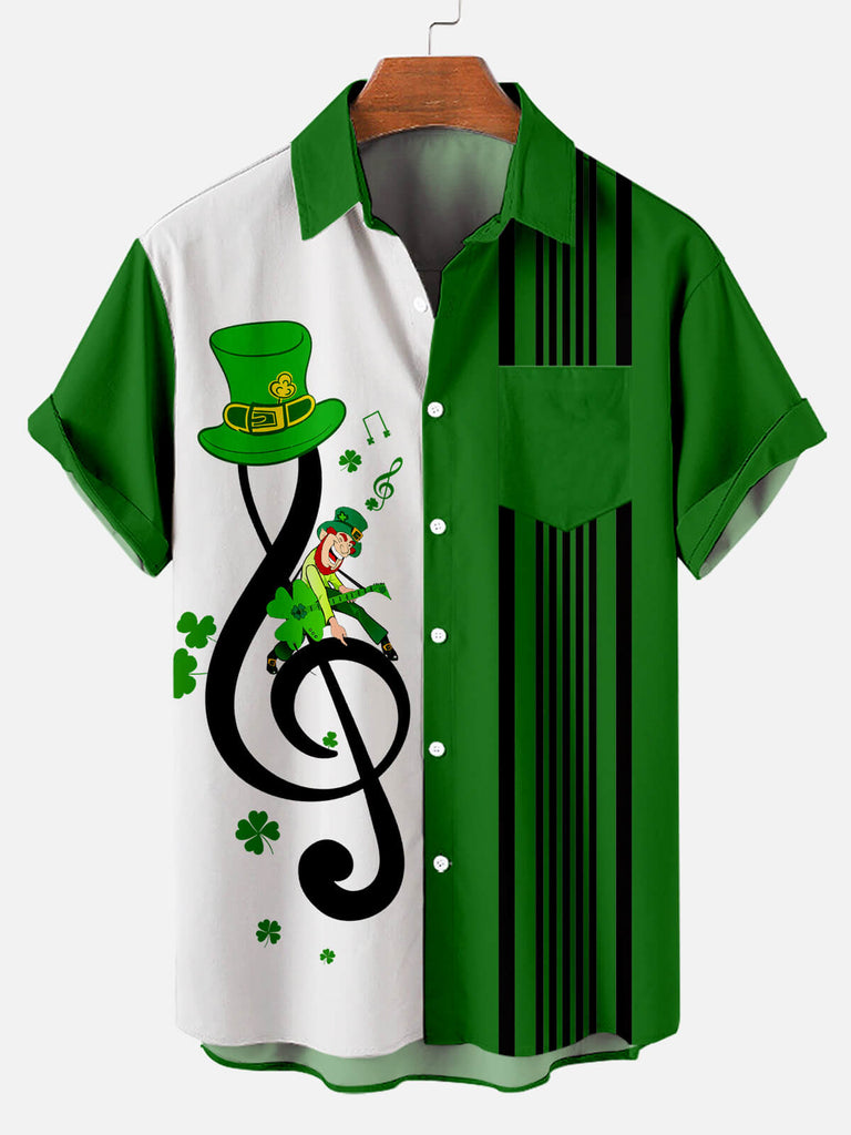 St Patrick Note Men's Short Sleeve Tops Green / MMens short sleeve shirts Big and tall Mens shirts Short sleeve shirts for men Mens 4xl shirts Casual short sleeve shirts