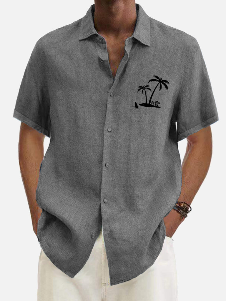 Hawaiian Coconut Tree Cowboy's Men's Short Sleeve Tops Grey / MMens short sleeve shirts Big and tall Mens shirts Short sleeve shirts for men Mens 4xl shirts Casual short sleeve shirts