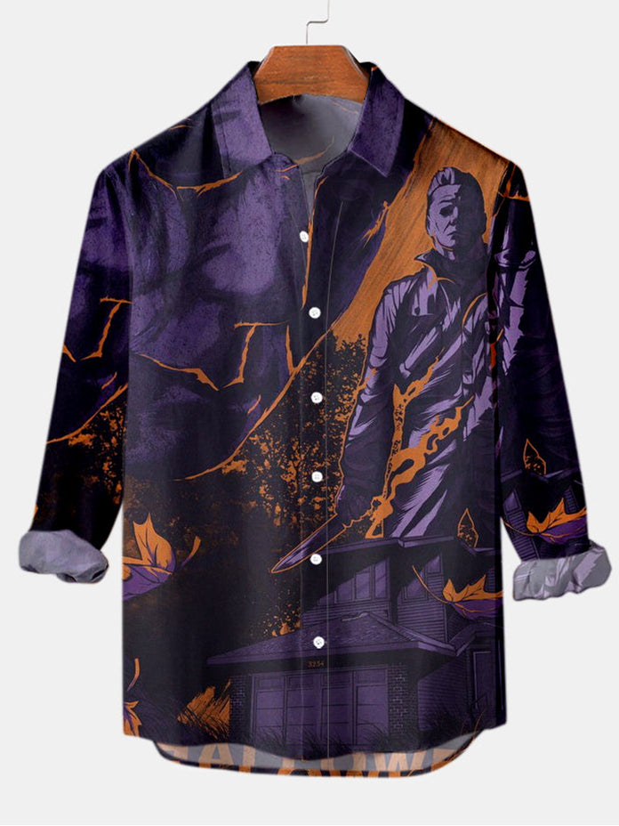 Halloween Friday Men's Long Sleeve Shirt Purple / MMens short sleeve shirts Big and tall Mens shirts Short sleeve shirts for men Mens 4xl shirts Casual short sleeve shirts