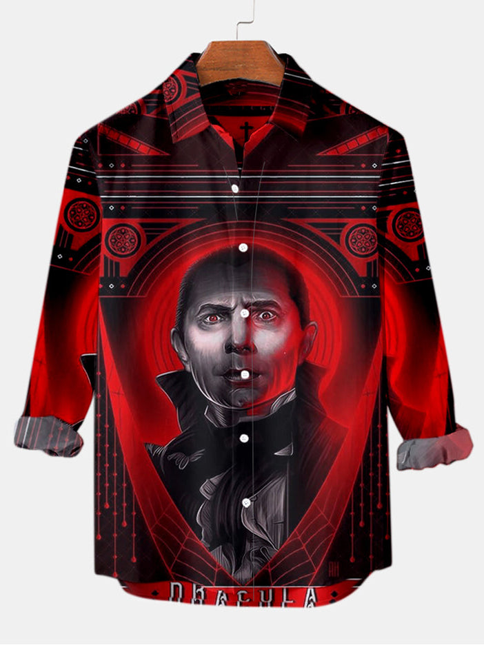 Halloween Dracula Men's Long Sleeve Shirt Red / MMens short sleeve shirts Big and tall Mens shirts Short sleeve shirts for men Mens 4xl shirts Casual short sleeve shirts