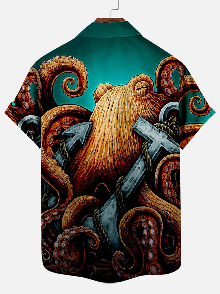 Cthulhu Octopus Pattern Men's Short Sleeve TopsMens short sleeve shirts Big and tall Mens shirts Short sleeve shirts for men Mens 4xl shirts Casual short sleeve shirts