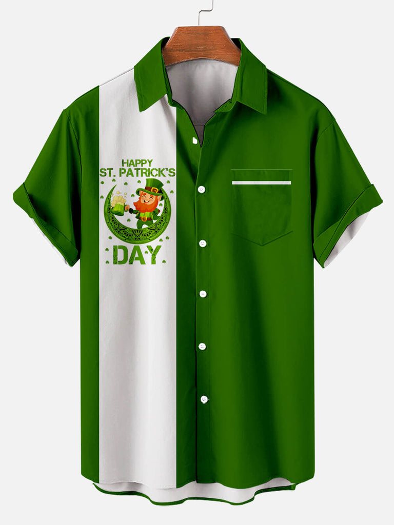 HAPPY ST.PATRICK'S DAY Men's Short Sleeve Shirt Green / MMens short sleeve shirts Big and tall Mens shirts Short sleeve shirts for men Mens 4xl shirts Casual short sleeve shirts