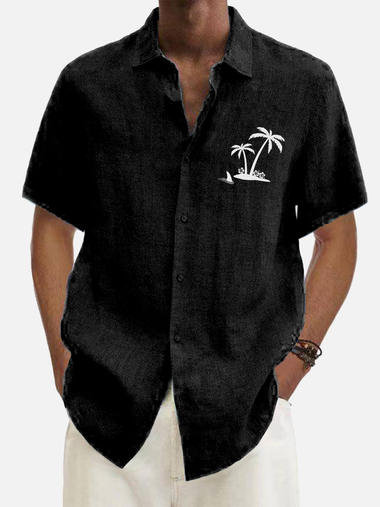 Hawaiian Coconut Tree Cowboy's Men's Short Sleeve Tops Black / MMens short sleeve shirts Big and tall Mens shirts Short sleeve shirts for men Mens 4xl shirts Casual short sleeve shirts