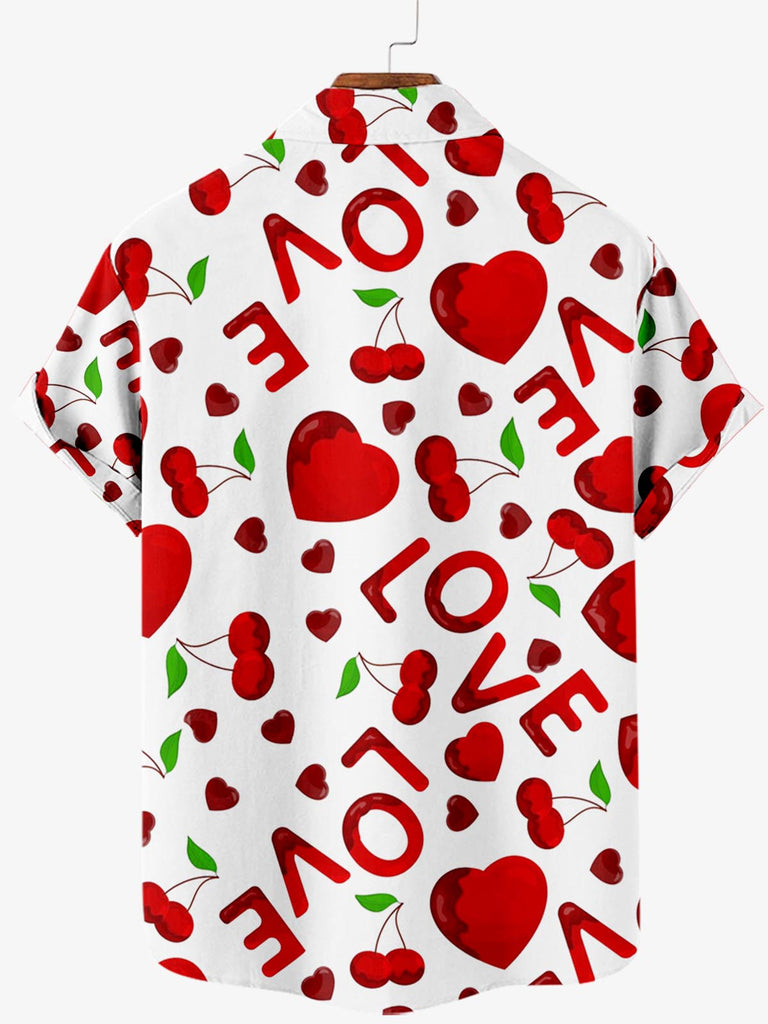 Valentine's Day Love Heart Print Men's ShirtMens short sleeve shirts Big and tall Mens shirts Short sleeve shirts for men Mens 4xl shirts Casual short sleeve shirts