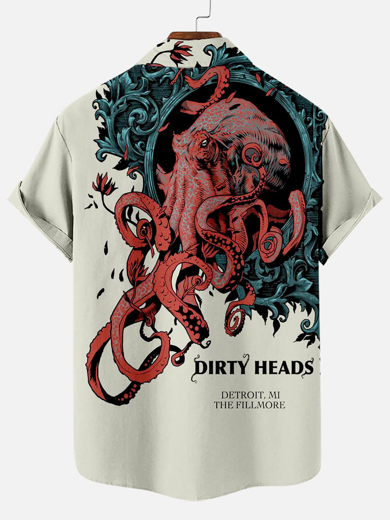 Cthulhu Octopus Dirty Heads Band Music Men's Short Sleeve TopsMens short sleeve shirts Big and tall Mens shirts Short sleeve shirts for men Mens 4xl shirts Casual short sleeve shirts