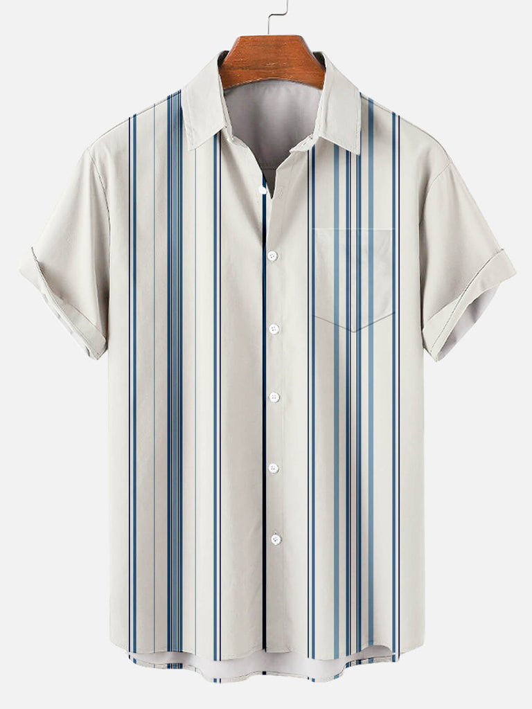 Blue Pinstripe Men's Short Sleeve Shirt Blue / M