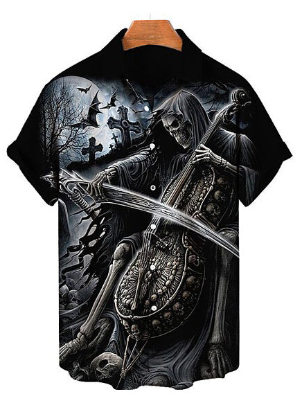 Grim Reaper Men's Short Sleeve Shirt Black / MMens short sleeve shirts Big and tall Mens shirts Short sleeve shirts for men Mens 4xl shirts Casual short sleeve shirts