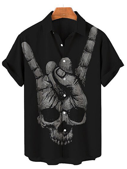 Halloween Skull Men's Short Sleeve Shirt Black / M