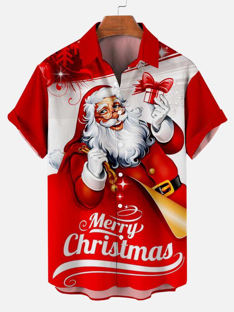 Merry Christmas Men's Short Sleeve Shirt Red / M