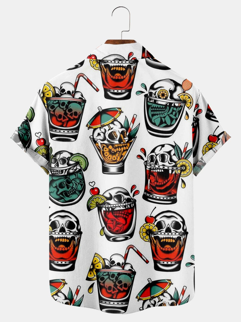 Cool Skull Cup Men's Short Sleeve ShirtMens short sleeve shirts Big and tall Mens shirts Short sleeve shirts for men Mens 4xl shirts Casual short sleeve shirts