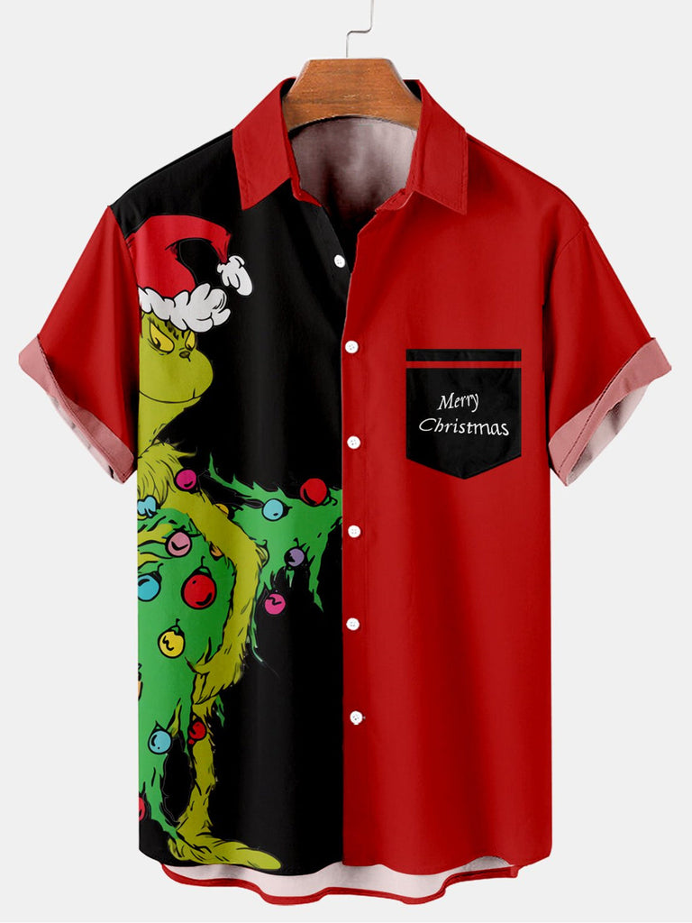 Christmas Monster Men's Short Sleeve Shirt Red / M