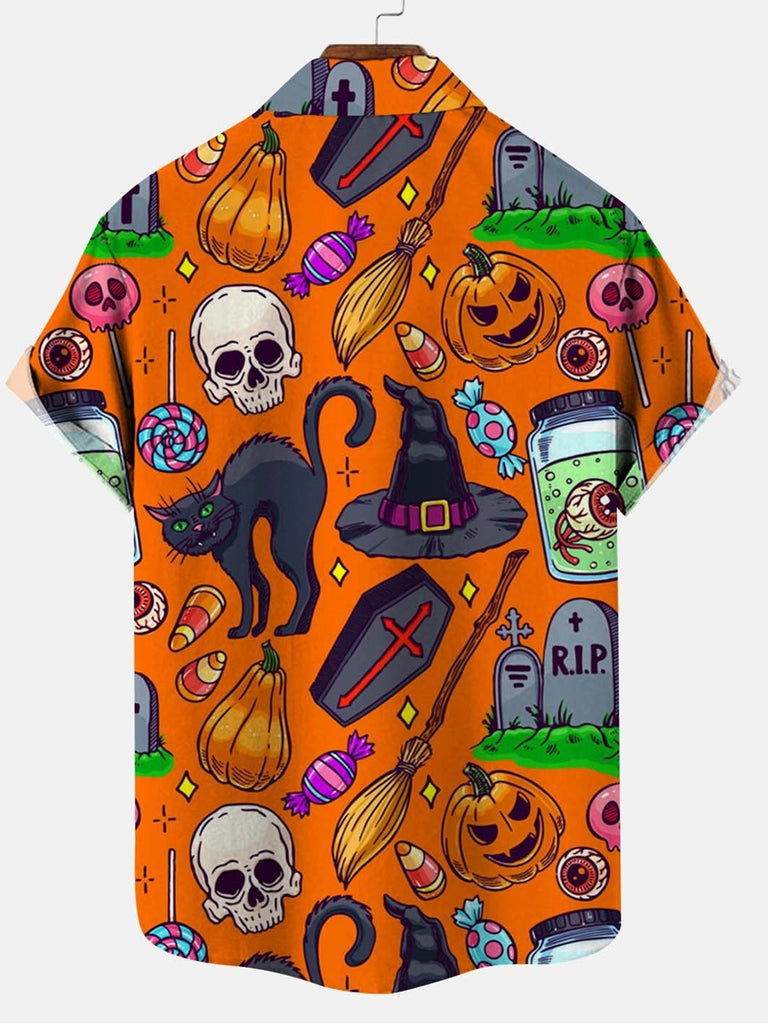 Halloween Element Men's Casual Short-Sleeve ShirtMens short sleeve shirts Big and tall Mens shirts Short sleeve shirts for men Mens 4xl shirts Casual short sleeve shirts