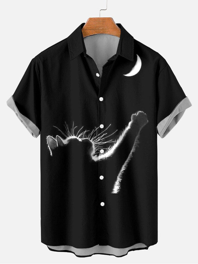 Halloween Cat Men's Short Sleeve Shirt Black / MMens short sleeve shirts Big and tall Mens shirts Short sleeve shirts for men Mens 4xl shirts Casual short sleeve shirts