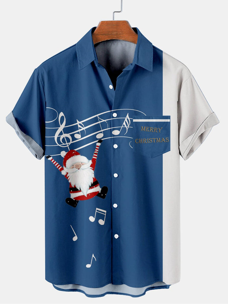 Merry Christmas Men's Short Sleeve Shirt Blue / MMens short sleeve shirts Big and tall Mens shirts Short sleeve shirts for men Mens 4xl shirts Casual short sleeve shirts