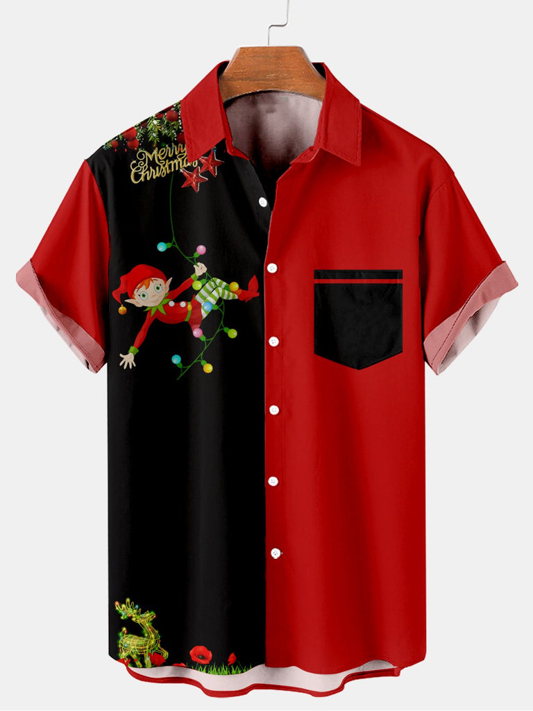 Christmas Doll Men's Short Sleeve Shirt Red / MMens short sleeve shirts Big and tall Mens shirts Short sleeve shirts for men Mens 4xl shirts Casual short sleeve shirts