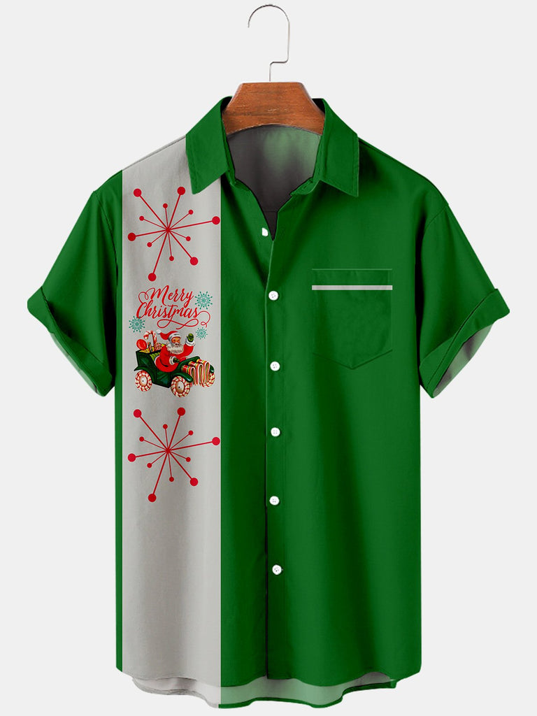 Men's Christmas Element Large Short Sleeve Shirt Green / MMens short sleeve shirts Big and tall Mens shirts Short sleeve shirts for men Mens 4xl shirts Casual short sleeve shirts