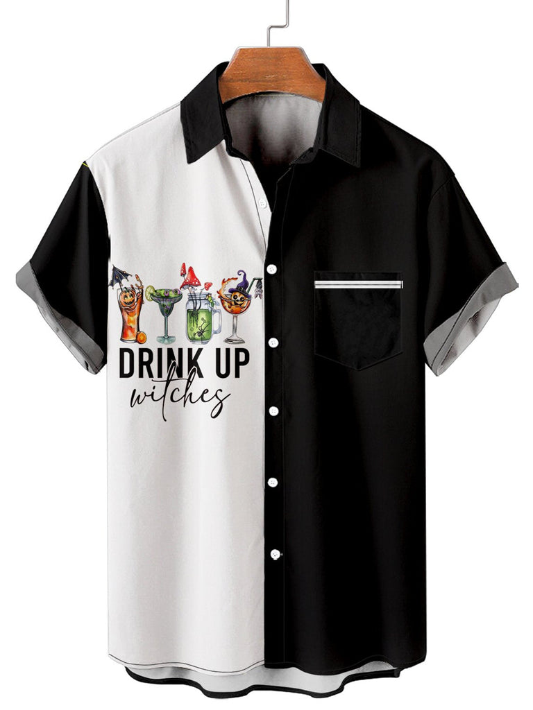 Halloween Drink Up Men's Short Sleeve Shirt Black / M