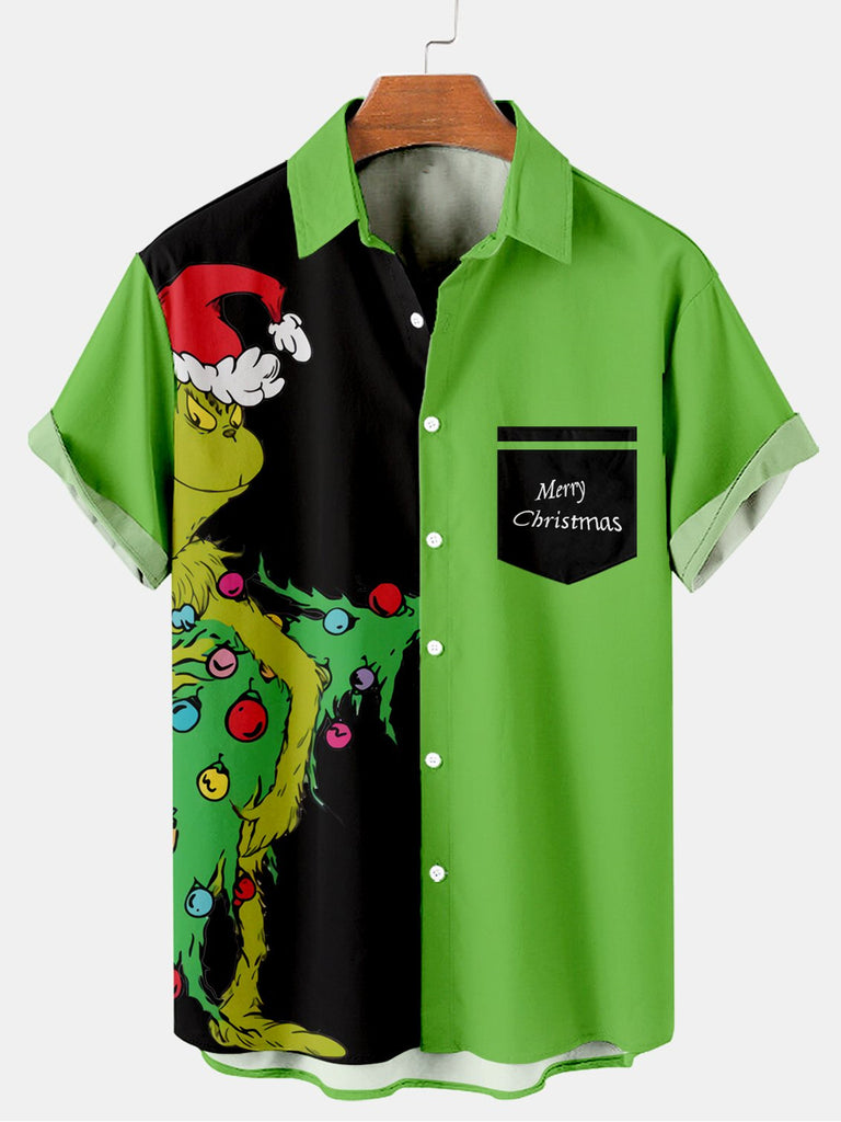 Merry Christmas Costume Men's Short Sleeve Shirt Green / M